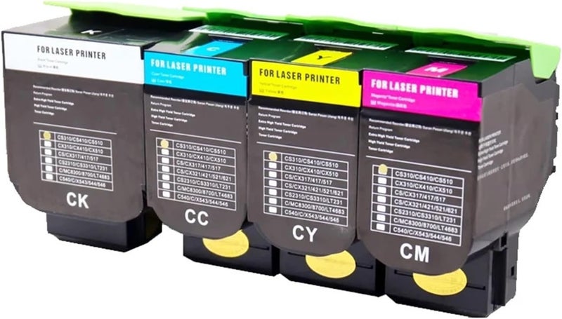 متوافق مع خرطوشة تنسيق Lexmark CS317 لأربعة ألوان - تناسب طابعات سلسلة CS417dn/CS517de (اللون الأصفر) - Image 3