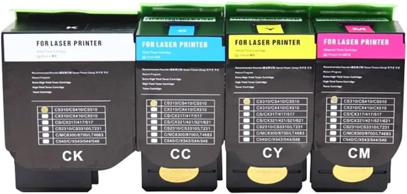 متوافق مع خرطوشة تنسيق Lexmark CS317 لأربعة ألوان - تناسب طابعات سلسلة CS417dn/CS517de (اللون الأصفر) - Image 2