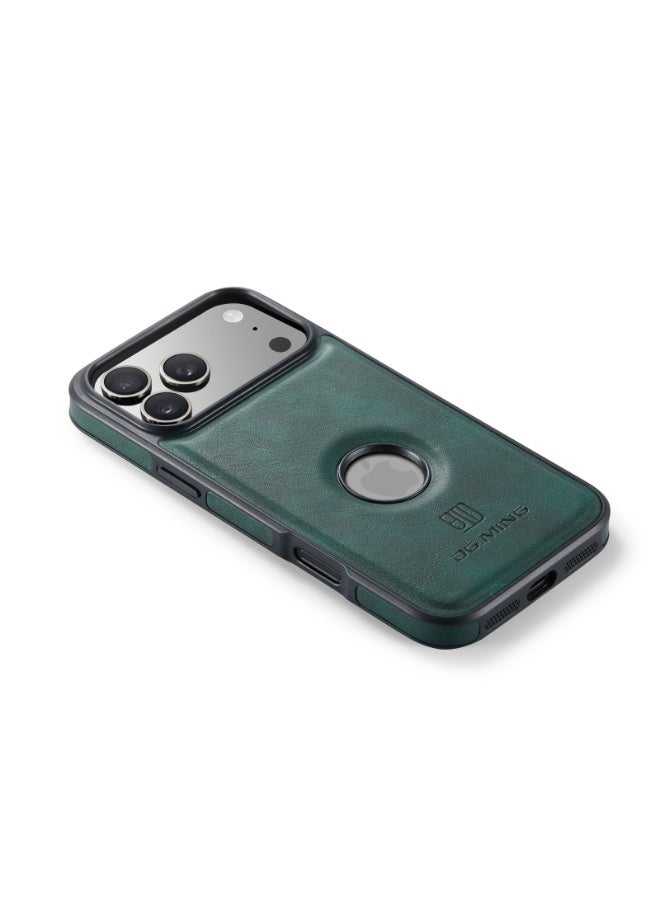 DGMING Case Cover Premium Leather Back with Logo CutOut Shockproof Compatible with  Iphone 17 Pro (Green) - Image 3