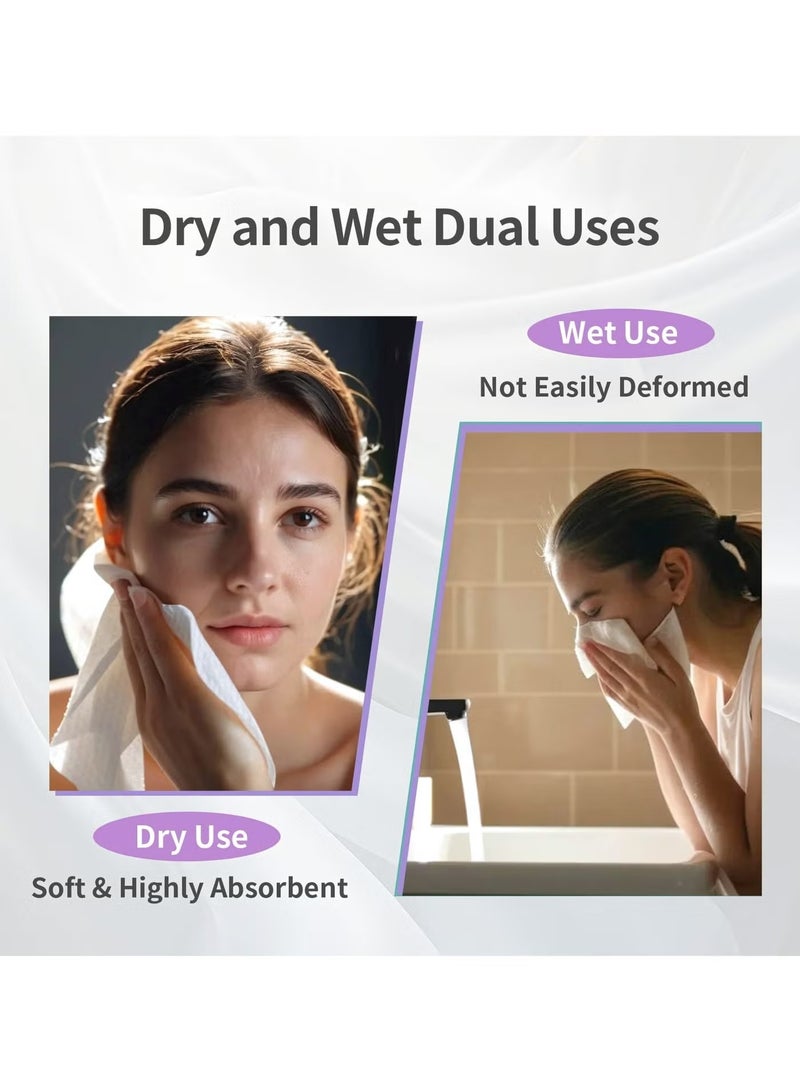٥٠ منديل وجه للاستخدام مرة واحدة - مناشف تنظيف الوجه فائقة النعومة وصحية للبشرة الحساسة والمعرضة لحب الشباب، مناديل جافة لإزالة المكياج قابلة للتحلل الحيوي، مناديل تنظيف الوجه، ٢٥ سم × ٣٠ سم - Image 5