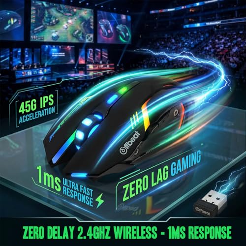 Offbeat RIPJAW 2.4Ghz Rechargeable Wireless Gaming Mouse, Silent Click Buttons Mouse - 7D Buttons, DPI : 1600,2400,3200, Mice for PC/Laptop/Smart TV/Mac(Light Weight) - Image 2