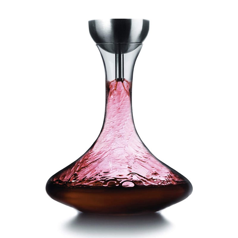 Houdini Houdini Wine Decanter with Wine Shower Funnel and Sediment Strainer OffWhite 10Inch  GlassStainless 