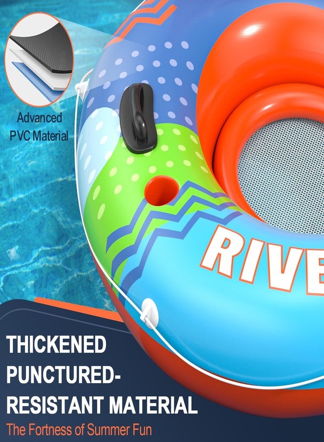 ADUSRIZ Inflatable River Tube Float, 2 Person Heavy Duty River Pool Floats Adults with 2 Cup Holders Premium Lake Water Tubes for Floating, Outdoor River Raft Sport Fun - Image 5