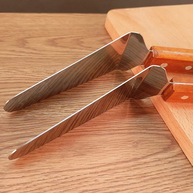 lasenersm 2 Pieces Pie Server Stainless Steel Pie Server Shovel Cake Holder Transfer Triangular Transfer Spade Spatula Baking Server Shovel With Wooden Handle - Image 5