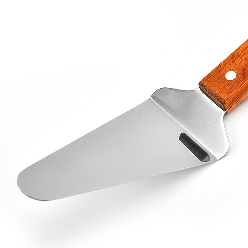 lasenersm 2 Pieces Pie Server Stainless Steel Pie Server Shovel Cake Holder Transfer Triangular Transfer Spade Spatula Baking Server Shovel With Wooden Handle - Image 4