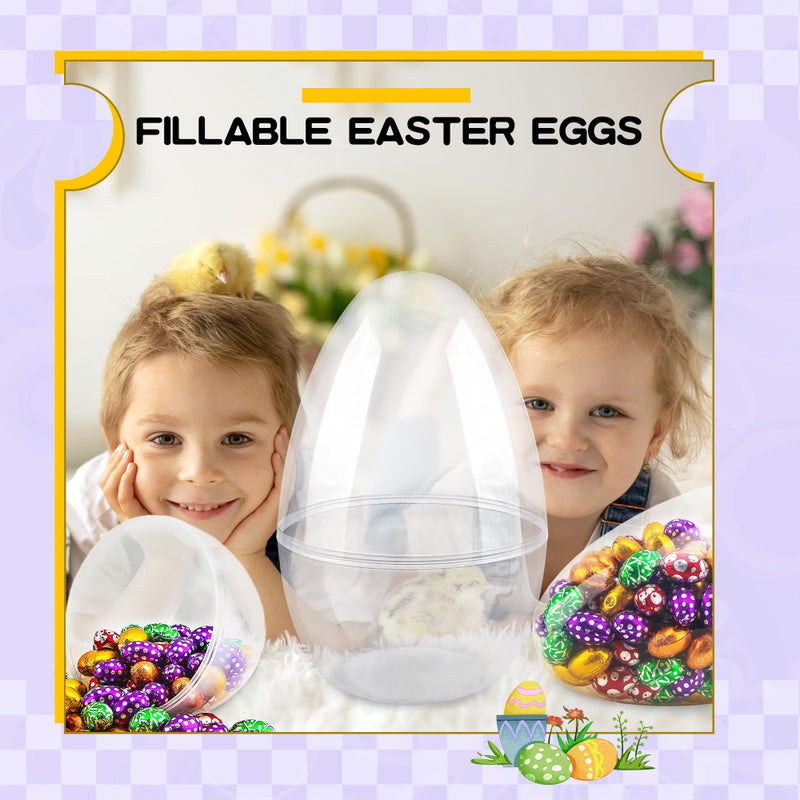 Restroma 12 Inch/ 10 Inch/ 8 Inch Giant Clear Easter Eggs Fillable 4/5/ 6/7/ 8/10/ 12 Pcs Jumbo Plastic Easter Eggs Large Clear Easter Egg Empty for Easter - Image 5