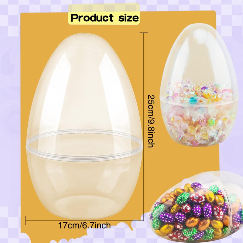 Restroma 12 Inch/ 10 Inch/ 8 Inch Giant Clear Easter Eggs Fillable 4/5/ 6/7/ 8/10/ 12 Pcs Jumbo Plastic Easter Eggs Large Clear Easter Egg Empty for Easter - Image 2