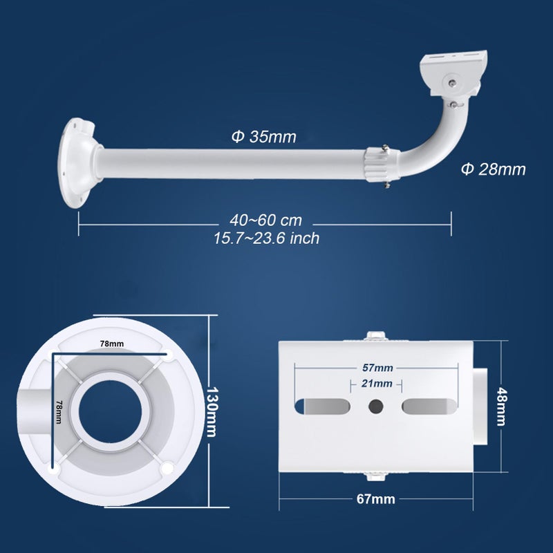 WiTi CCTV Security Camera Mount Bracket, 40CM-60CM Adjustable Wall and Ceiling Mount Bracket for CCTV IP Camera,Metal Pole Mount - Image 4