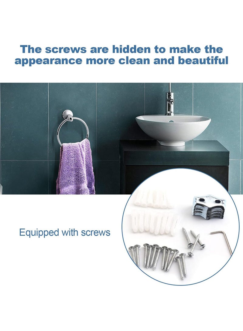 GGOOT Bathroom Hardware Set, 6 Pieces Stainless Steel Bathroom Accessories Set, Wall Mounted Bathroom Toilet Roll Holder, Towel Ring, Soap Dish, Hook, Glass Tumbler with Toothbrush Holder, Towel Rail Set - Image 4