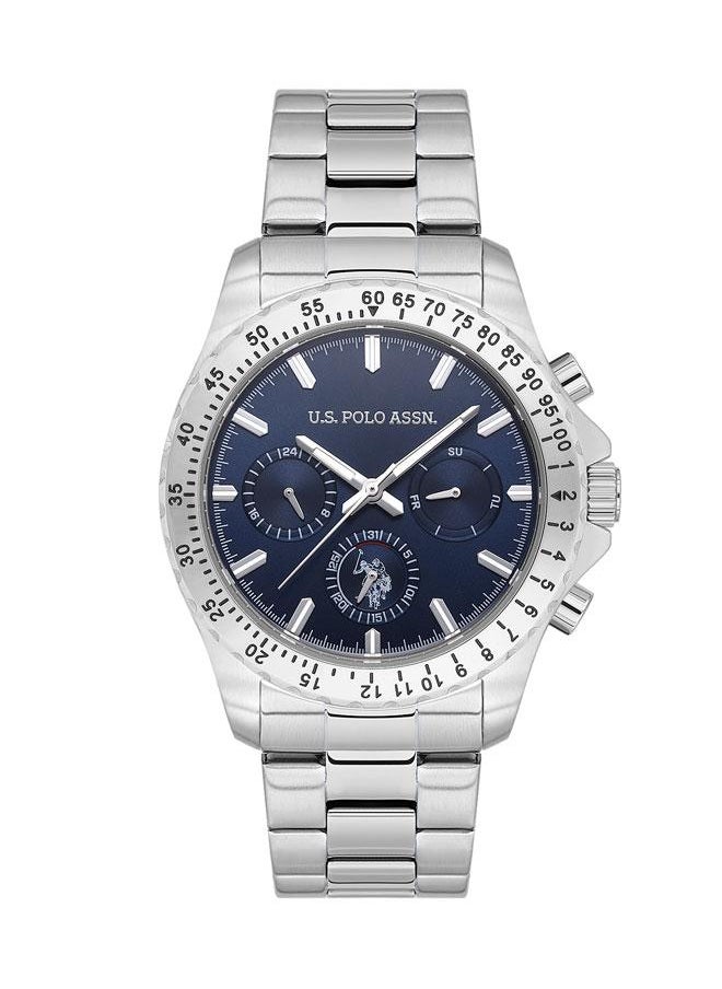 U.S. Polo Assn. U.S. Polo Assn. Crossing 42mm Chronograph Blue Dial Watch with Rotating Bezel and Stainless Steel Band - USPA1108-01, Effortlessly Elegant for Everyday Wear  - Image 1