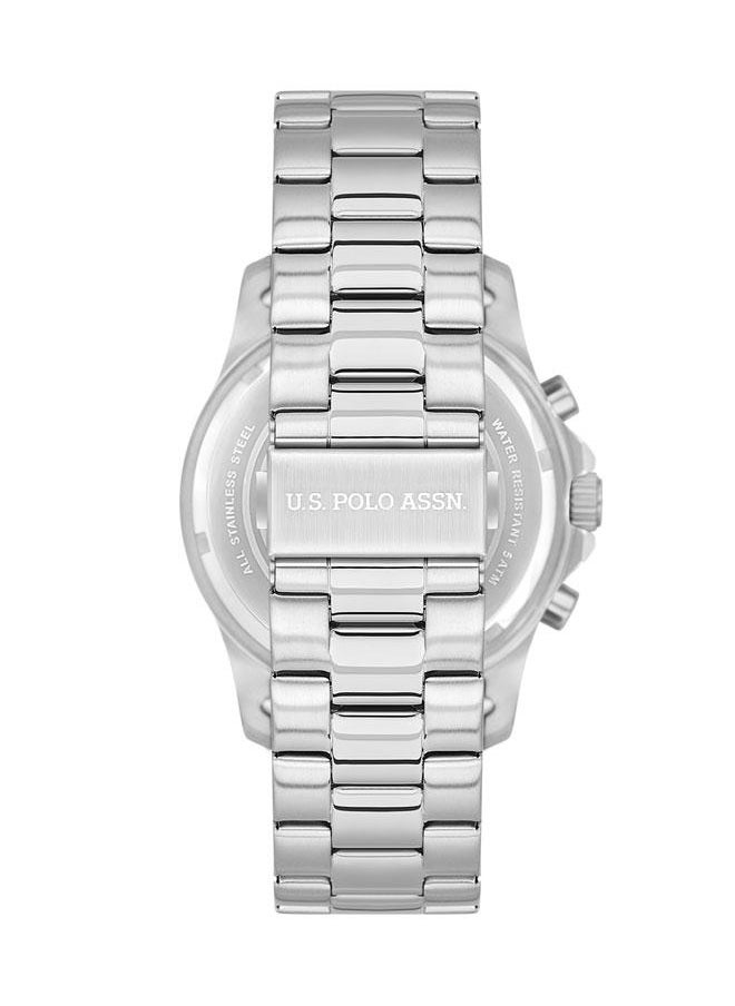 U.S. Polo Assn. U.S. Polo Assn. Crossing 42mm Chronograph Blue Dial Watch with Rotating Bezel and Stainless Steel Band - USPA1108-01, Effortlessly Elegant for Everyday Wear  - Image 3
