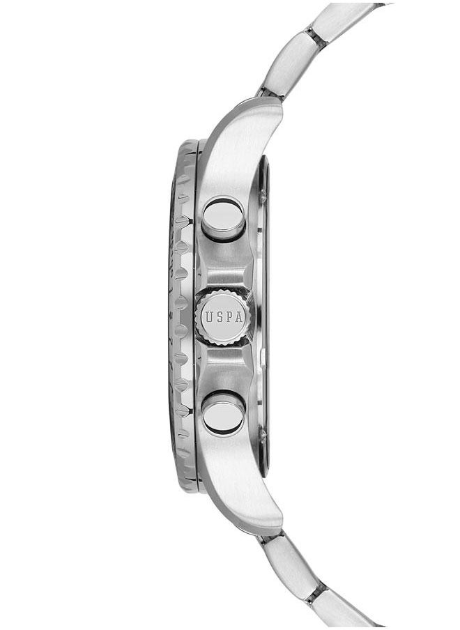 U.S. Polo Assn. U.S. Polo Assn. Crossing 42mm Chronograph Blue Dial Watch with Rotating Bezel and Stainless Steel Band - USPA1108-01, Effortlessly Elegant for Everyday Wear  - Image 2