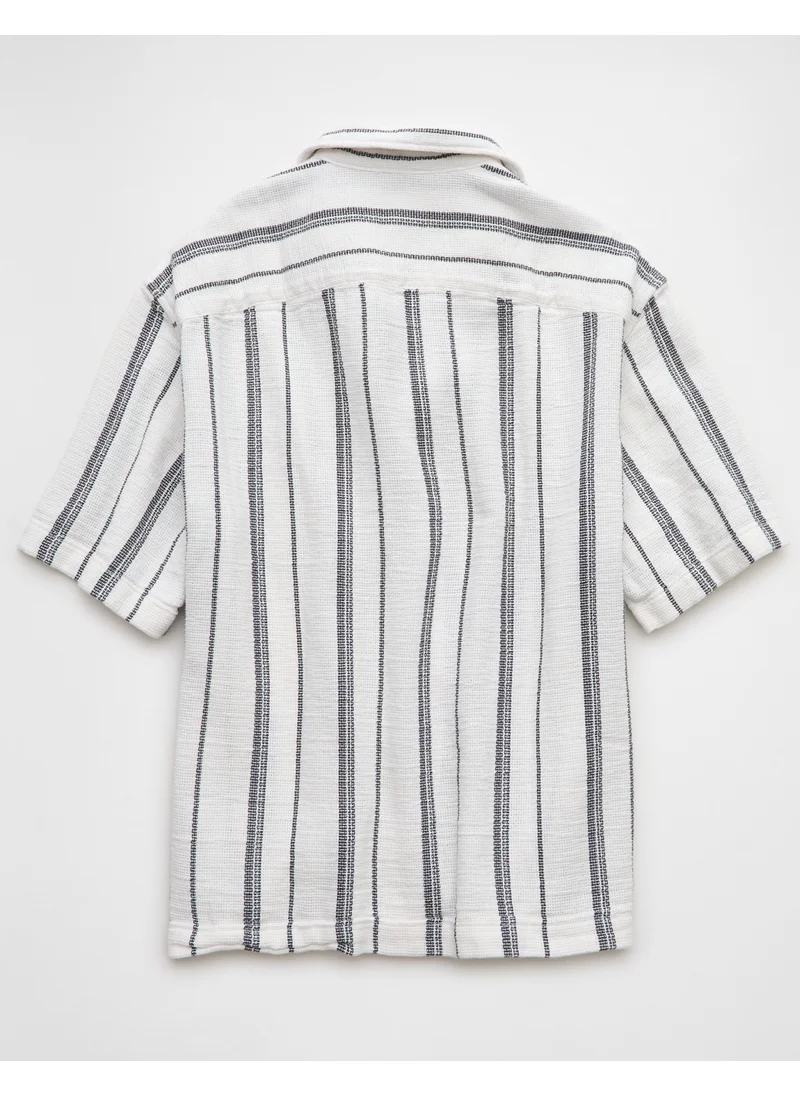 American Eagle AE Poolside Striped Button-Up Shirt