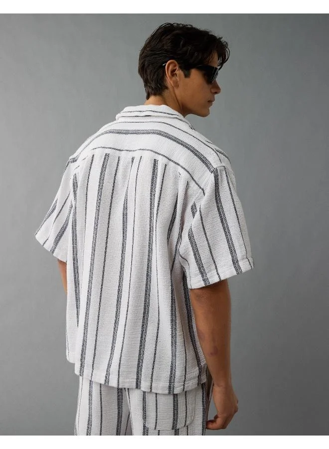 American Eagle AE Poolside Striped Button-Up Shirt