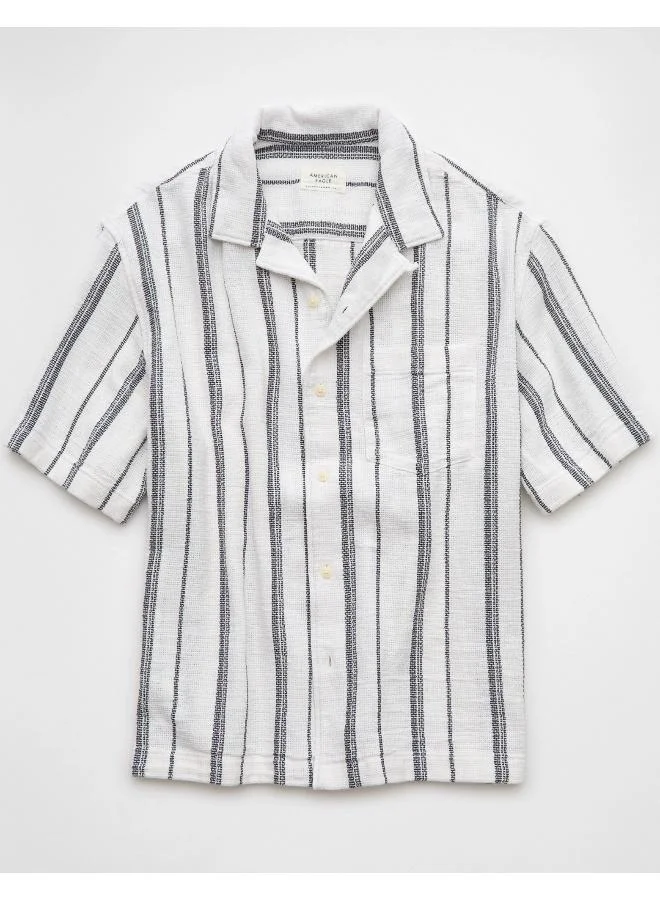 American Eagle AE Poolside Striped Button-Up Shirt