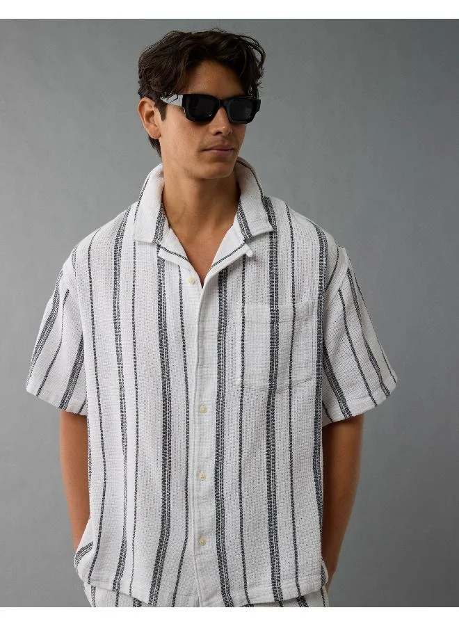 American Eagle AE Poolside Striped Button-Up Shirt