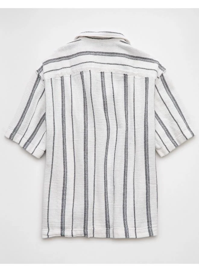 American Eagle AE Poolside Striped Button-Up Shirt