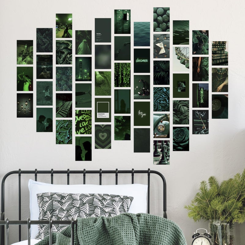 Y2K BOO Dark Green Wall Collage Kit - 50 Aesthetic Posters for Room Decor, Perfect for Dorms and Bedrooms, Stylish Dark Green Wall Art for Teen Girls and Cozy Spaces - Image 5