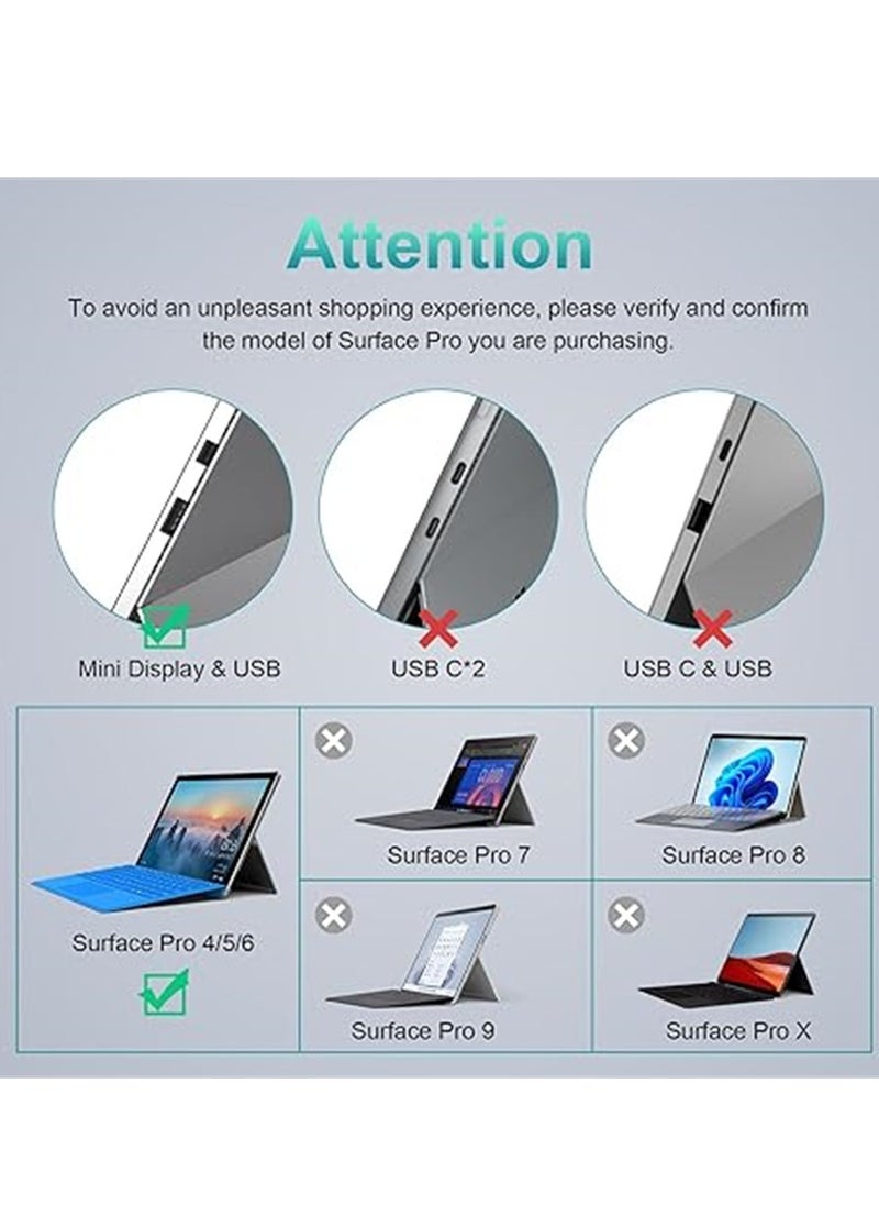 KASTWAVE - Pro 4/Pro 5/Pro 6 Docking Station, USB 3.0 Hub Adapter with TF/Micro SD Memory Card Reader, 4K HDMI Port Converter Accessories for Surface Pro 4/5/6, 1 Pcs - Image 1