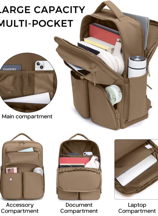 FODOKO Laptop Backpack for Work, Brown, Medium, Simple - Image 3