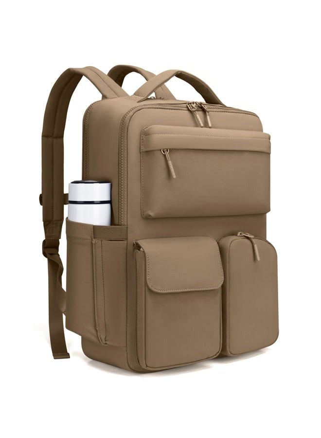 FODOKO Laptop Backpack for Work, Brown, Medium, Simple - Image 1