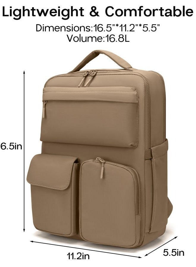FODOKO Laptop Backpack for Work, Brown, Medium, Simple - Image 2