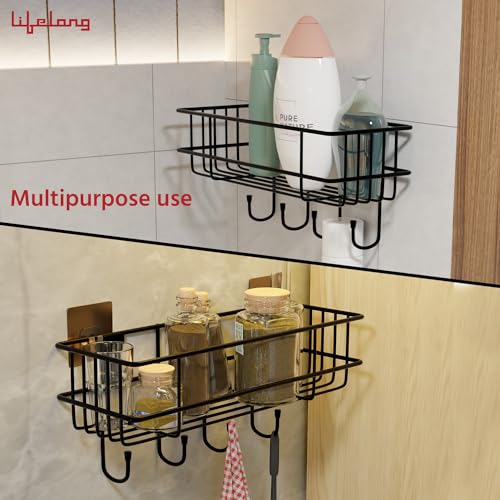 Lifelong Bathroom Shelf | Mild Steel Wall Mounted Organizer Rack with CED Coating | Rust & Scratch Proof Multipurpose Storage for Washroom, Kitchen, Shower | Screw Install (Black) - Image 3