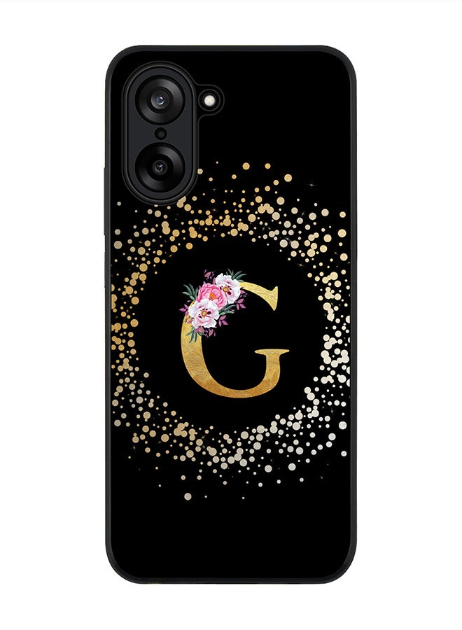Stylizedd For OnePlus Nord CE5 / Ace 5 Racing Case,Slim fit Camera Protection, Shockproof Thin Phone cover  - Custom Monogram Floral - G ( Black ) - Image 1