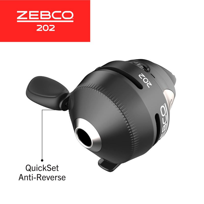 Zebco 202 Spincast Fishing Reel, Size 30 Reel, Right-Hand Retrieve, Durable All-Metal Gears, Stainless Steel Pick-up Pin, Pre-Spooled with 10-Pound Zebco Fishing Line, Black, Clam Packaging - Image 4