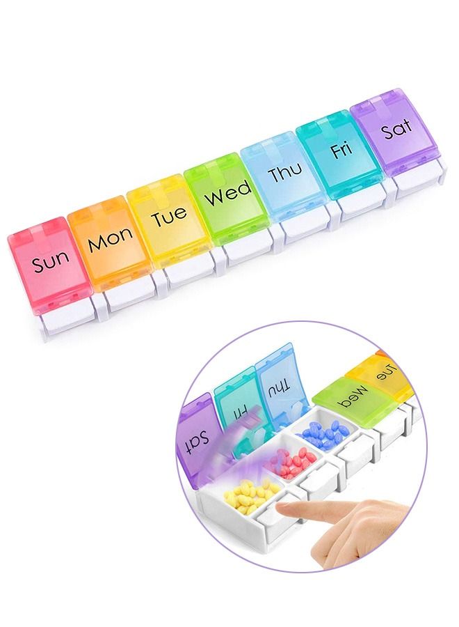Generic Weekly Pill CasesTravel Organizer, Free BPA 7 Day Plastic Pill Box Case with Spring Open Design and Large Compartment, Vitamins, Cod Liver Oil Supplements Portable Storage Box  - Image 1