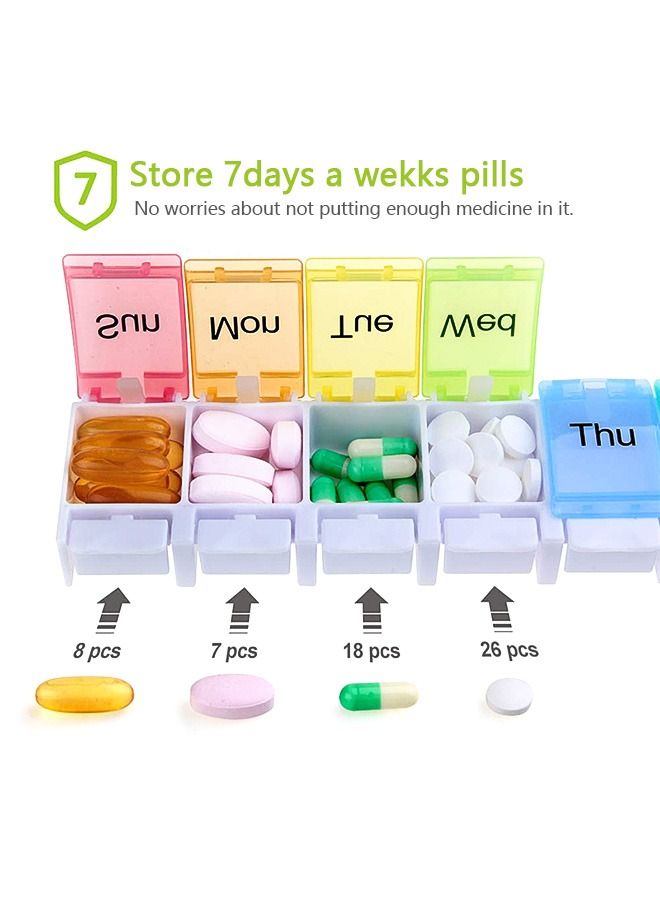 Generic Weekly Pill CasesTravel Organizer, Free BPA 7 Day Plastic Pill Box Case with Spring Open Design and Large Compartment, Vitamins, Cod Liver Oil Supplements Portable Storage Box  - Image 4