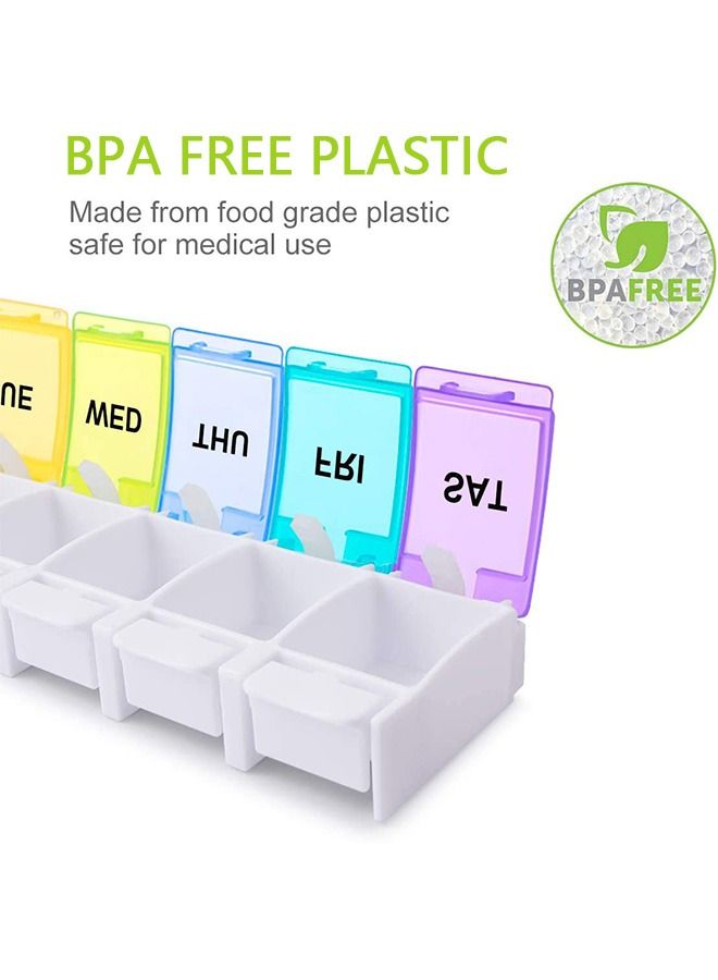 Generic Weekly Pill CasesTravel Organizer, Free BPA 7 Day Plastic Pill Box Case with Spring Open Design and Large Compartment, Vitamins, Cod Liver Oil Supplements Portable Storage Box  - Image 3