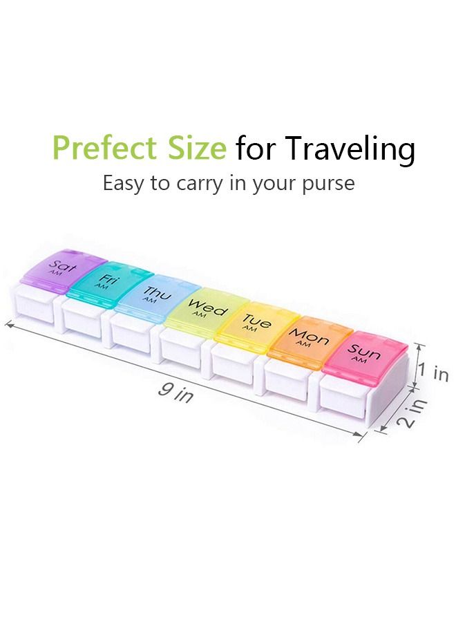 Generic Weekly Pill CasesTravel Organizer, Free BPA 7 Day Plastic Pill Box Case with Spring Open Design and Large Compartment, Vitamins, Cod Liver Oil Supplements Portable Storage Box  - Image 2
