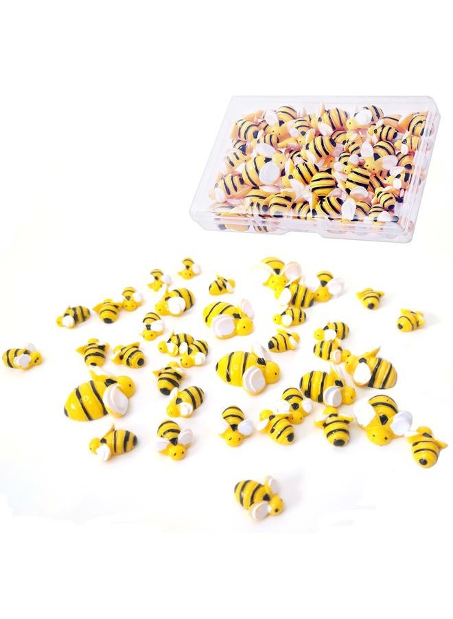 glacely 100 Pcs Tiny Resin Bees Ladybugs,Including 50 Pcs Resin Bee Ornaments 50 Pcs Resin Ladybugs Decors with Storage Box for DIY Crafts Wreath Party Home Decoration - Image 1