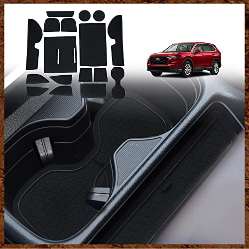 Muslogy Center Console Liner Mats Compatible with Honda CRV 2026 2025 2024 2023 Accessories Cup Holder Insert Mat Door Slot Pad AntiSlip Dust Interior Sets 17 PCS Custom Rubber Decoration Black - Image 1