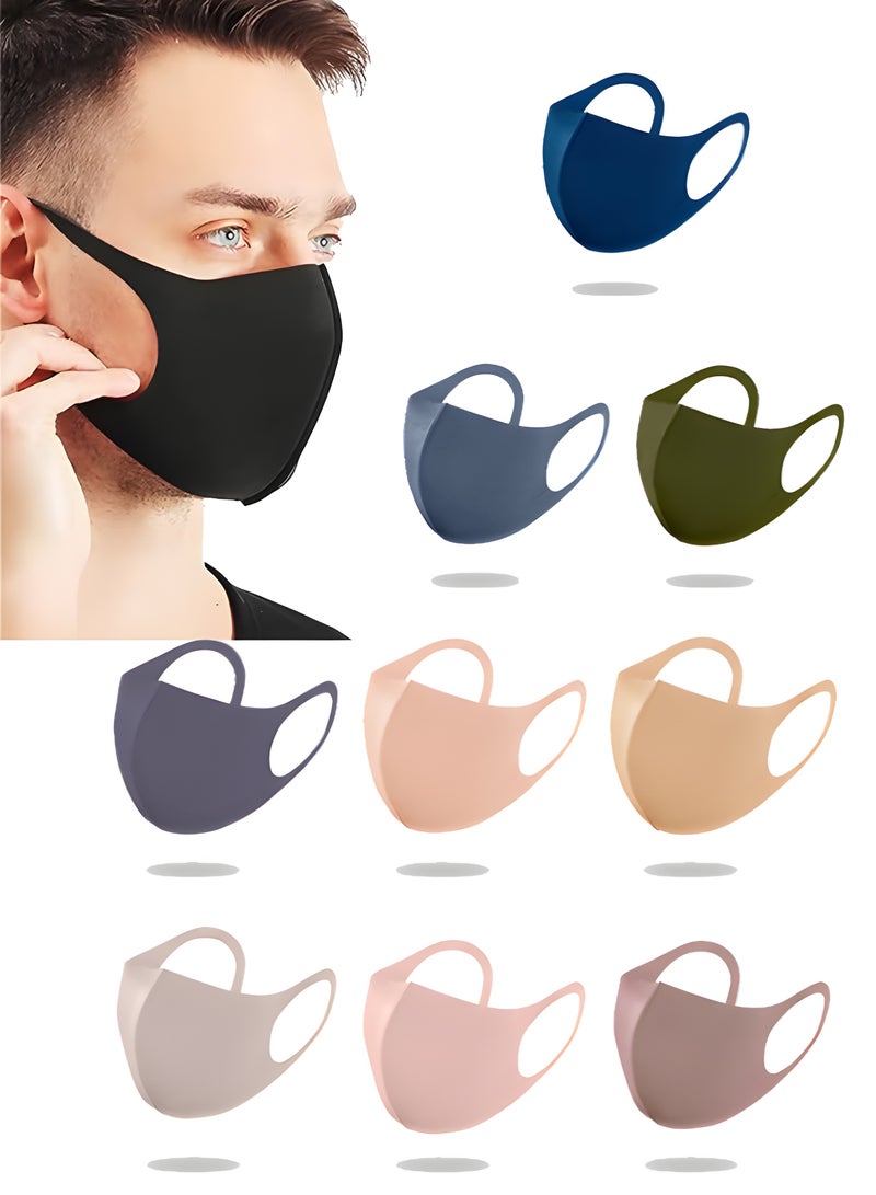 10 Colors Reusable Face Mask, Larger Size Breathable Cooling Face Mask, 3D Contoured Skin-Friendly Face Masks with Elastic Ear Loops for Men Women Daily Use - Image 1