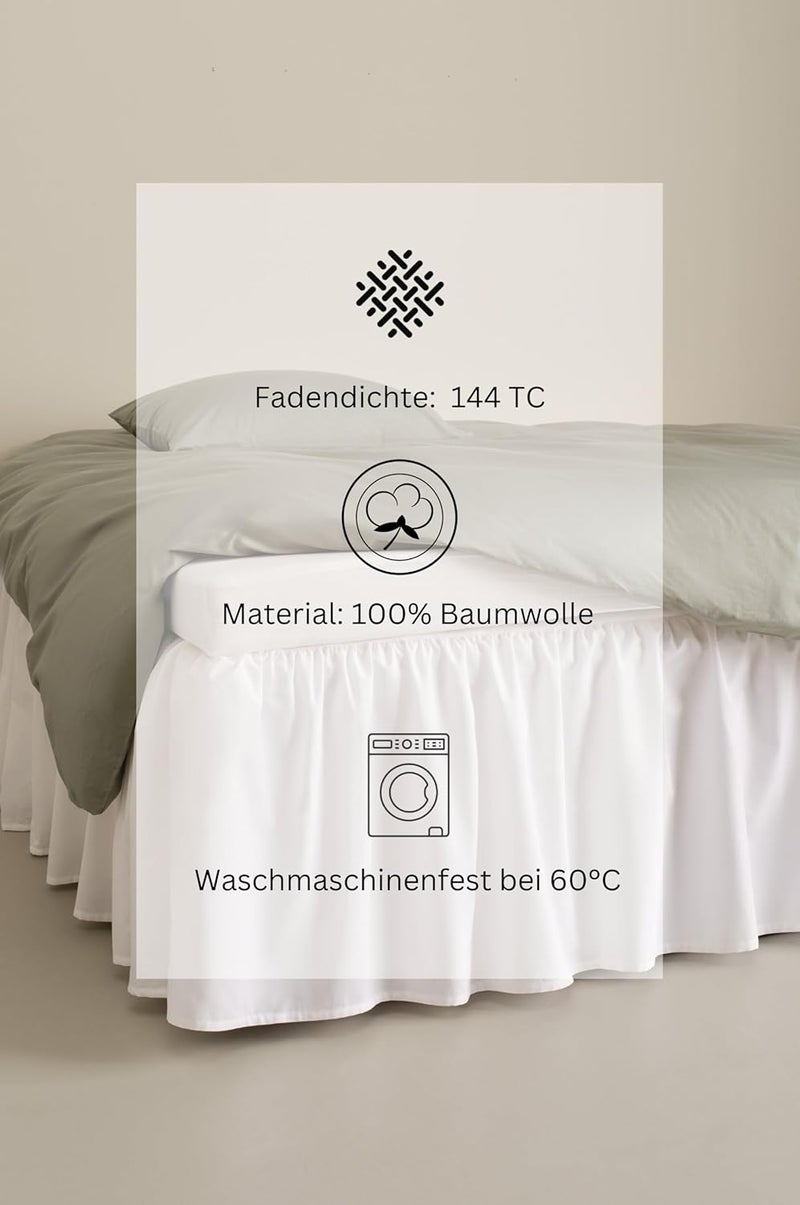 JOTEX Zack Valance Bed Skirt, Organic Cotton, Height 45 cm, White, 90 x 200 cm - Image 4