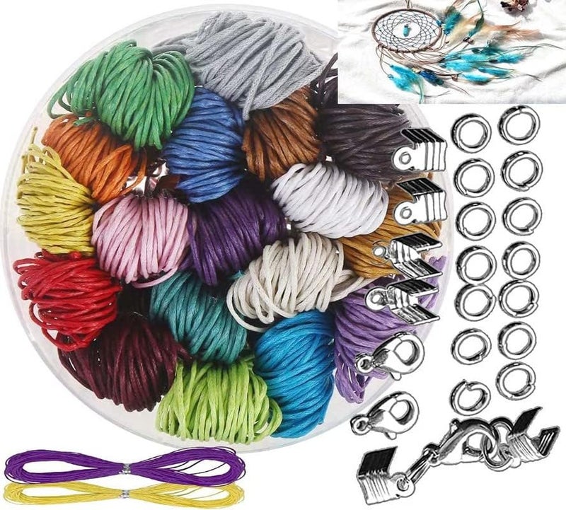 DIY Crafts طقم حرف يدوية 12 متر، ألوان مختلطة، خيوط بوليستر مشمعة للأعمال اليدوية، خيوط خرز لصنع الأساور والقلائد ومستلزمات المكرمية (طقم 12 متر، ألوان مختلطة) - Image 3