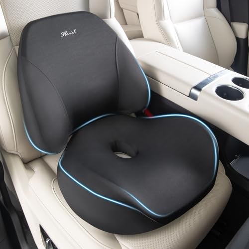 FLORICH Lumbar Support Pillow and Car Seat Cushion Ergonomic Back Support Pillow and Seat Chair Cushion for Office Chair Memory Foam Lumbar Support and Car Seat Cushion for Car Seat Driver Black - Image 1