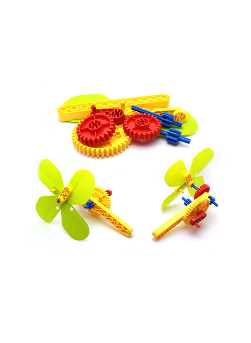 1 Box Of Hand-Cranked Fan Small Particle Assembly Building Blocks Building Blocks Gear Small Fan Educational Toys Suitable For Children  - Image 2