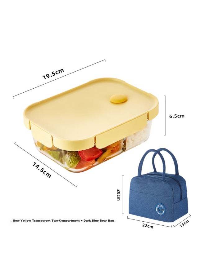 Cilock Glass Lunch Box For Office Workers, Microwaveable Bento Box With Large Capacity Fresh-keeping Container, Long Divider + Bag - Image 1