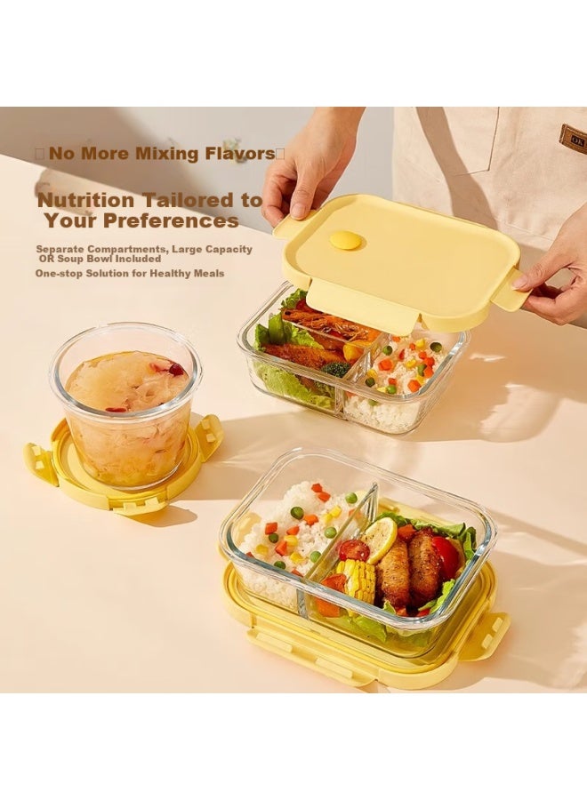 Cilock Glass Lunch Box For Office Workers, Microwaveable Bento Box With Large Capacity Fresh-keeping Container, Long Divider + Bag - Image 5