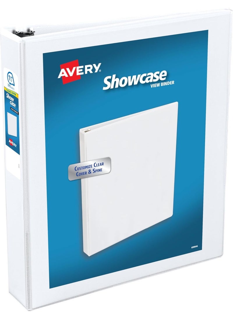 AVERY Avery Economy Showcase View 3 Ring Binder, 1-1/2 Inch Slant Rings, 1 White Binder (19651)  - Image 1