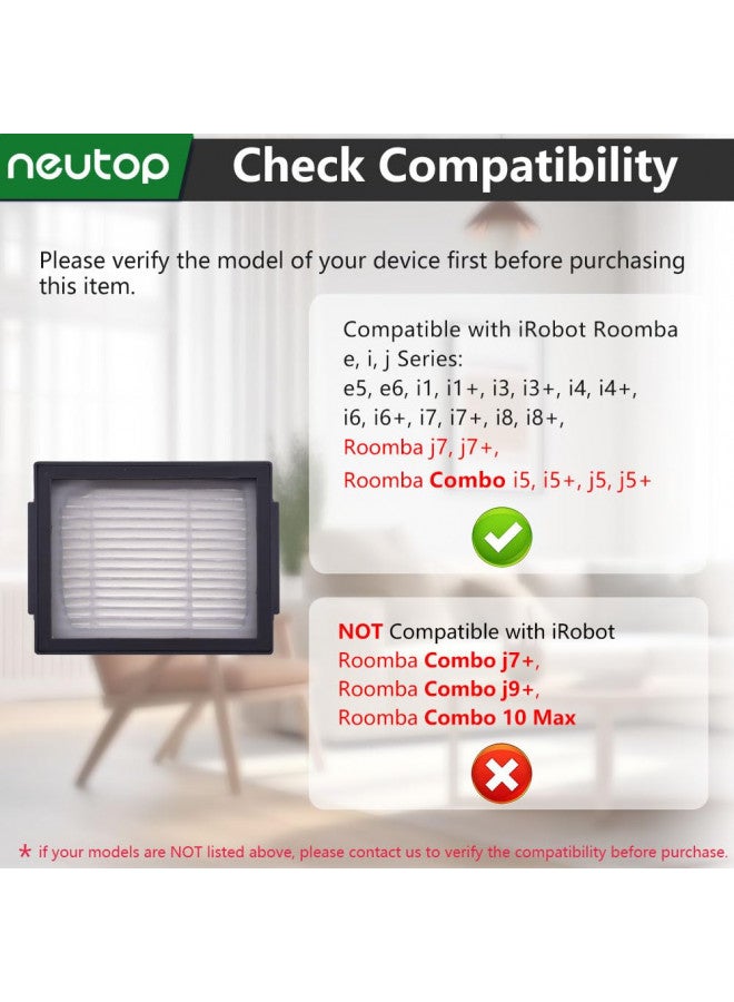 Neutop Neutop Replacement Filters Compatible with iRobot Roomba e i & j Series E5 E6 i1 i1+ i3 i3+ i4 i4+ i6 i6+ i7 i7+ i8 i8+ j7 j7+ and Combo j5 j5+ i5 i5+ Plus Robot Vacuums, 6-pack  - Image 1