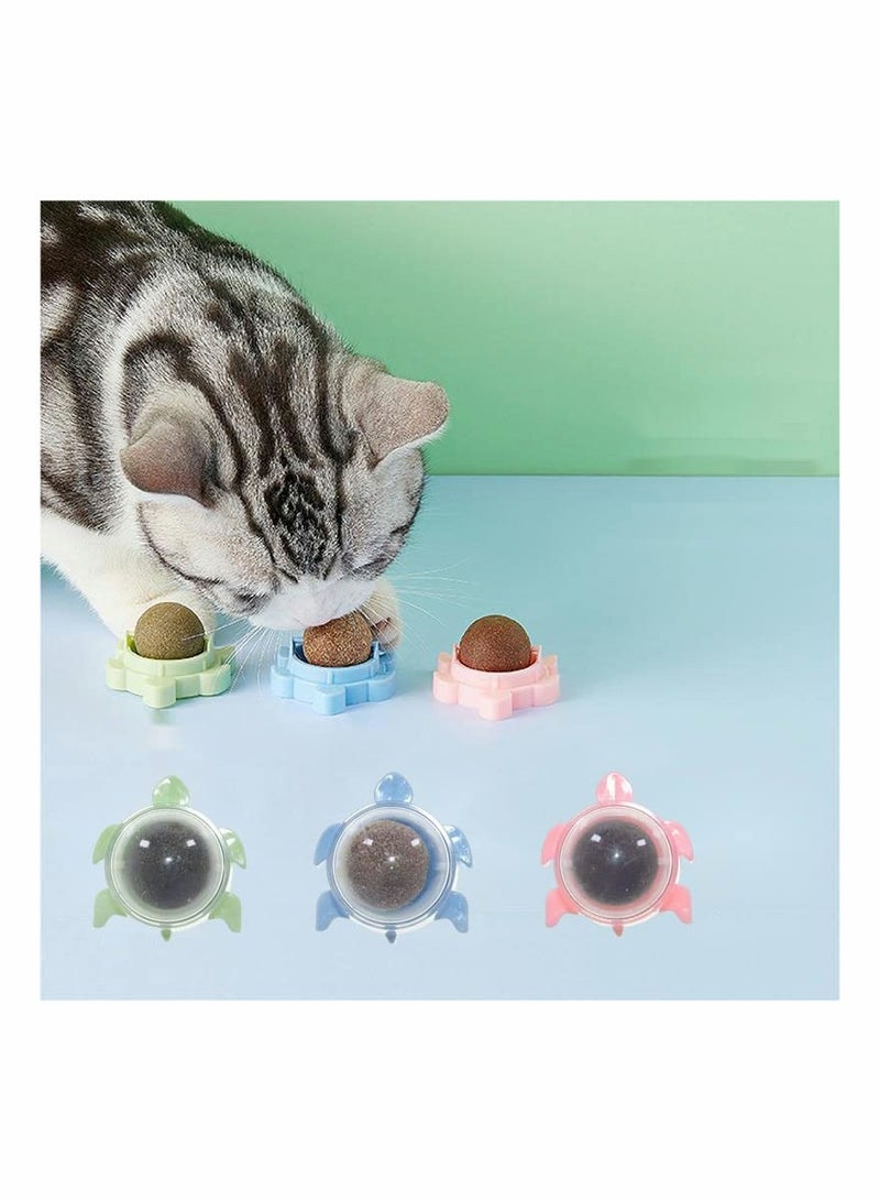 SYOSI Catnip Wall Ball, 3-Piece Cat Toys, Edible Cat Licking Toy, Cat Chew Toy, Teeth Cleaning Cat Bite Toy, Rotatable Indoor Cat Toy, Cat Wall Decoration  - Image 1