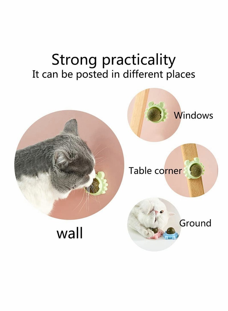 SYOSI Catnip Wall Ball, 3-Piece Cat Toys, Edible Cat Licking Toy, Cat Chew Toy, Teeth Cleaning Cat Bite Toy, Rotatable Indoor Cat Toy, Cat Wall Decoration  - Image 5