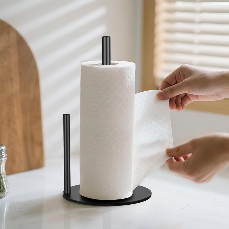 KAI SHUN Paper Towel Holder Countertop, Paper Towel Holder Black, Stainless Steel Paper Towel Holders for Standard and Large Size Paper Rolls - Image 4
