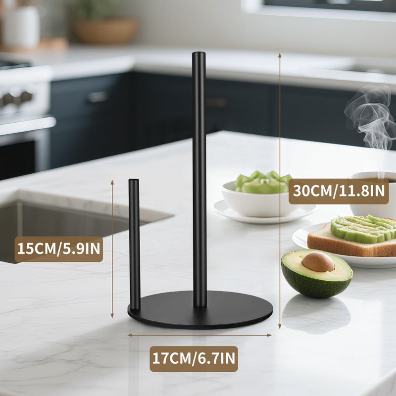 KAI SHUN Paper Towel Holder Countertop, Paper Towel Holder Black, Stainless Steel Paper Towel Holders for Standard and Large Size Paper Rolls - Image 2