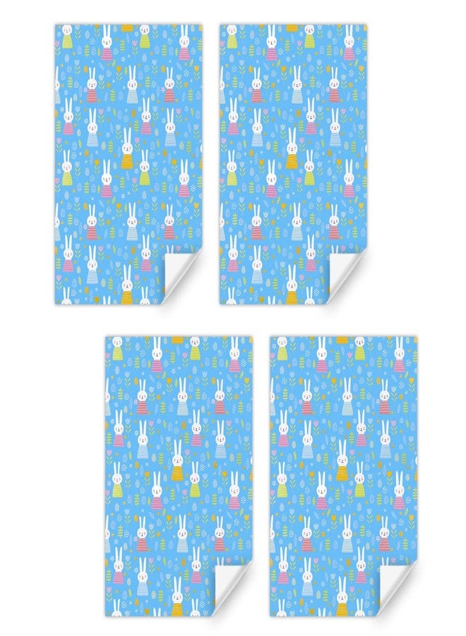 Boerni Bunny Rabbit Happy Birthday Wrapping Paper for Kids Baby Girls 4 Sheets, 28 x 20 Inch Per Sheet , Folded Flat Blue Gift Wrap for 1st Birthday Party Baby Shower Easter Christmas Kindergarten and More Occasion - Image 3
