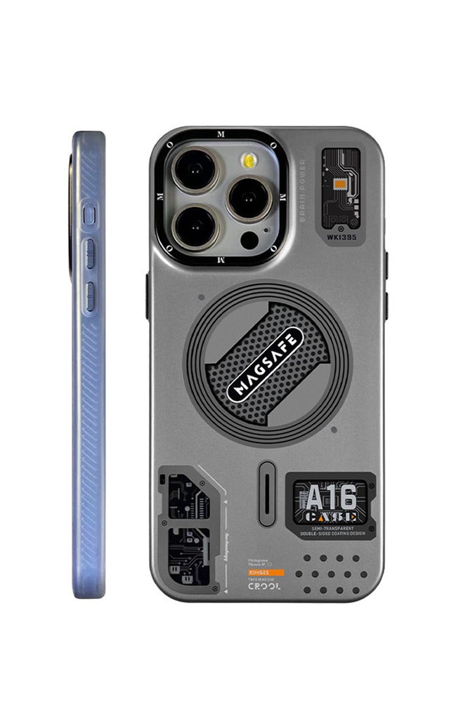 PAIKA Luxury Case Cover For iPhone 14 Pro MagSafe Magnetic Phone Case Raised edges around the screen help prevent scratches - Gray